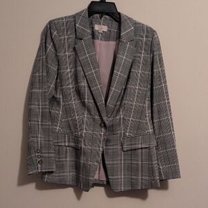 LOFT Gray & Pink Checkered Women's Blazer